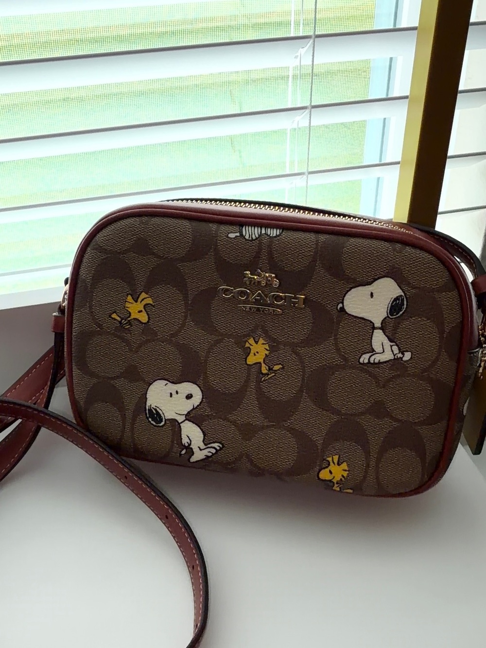 Coach Limited Edition Brown Signature Snoopy Crossbody Bag
